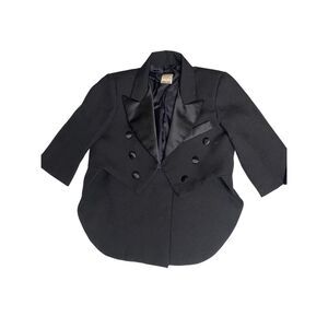 Hong Bao Boys Black Tuxedo Tailcoat Formal Jacket Blazer Toddler Size 1 Wedding